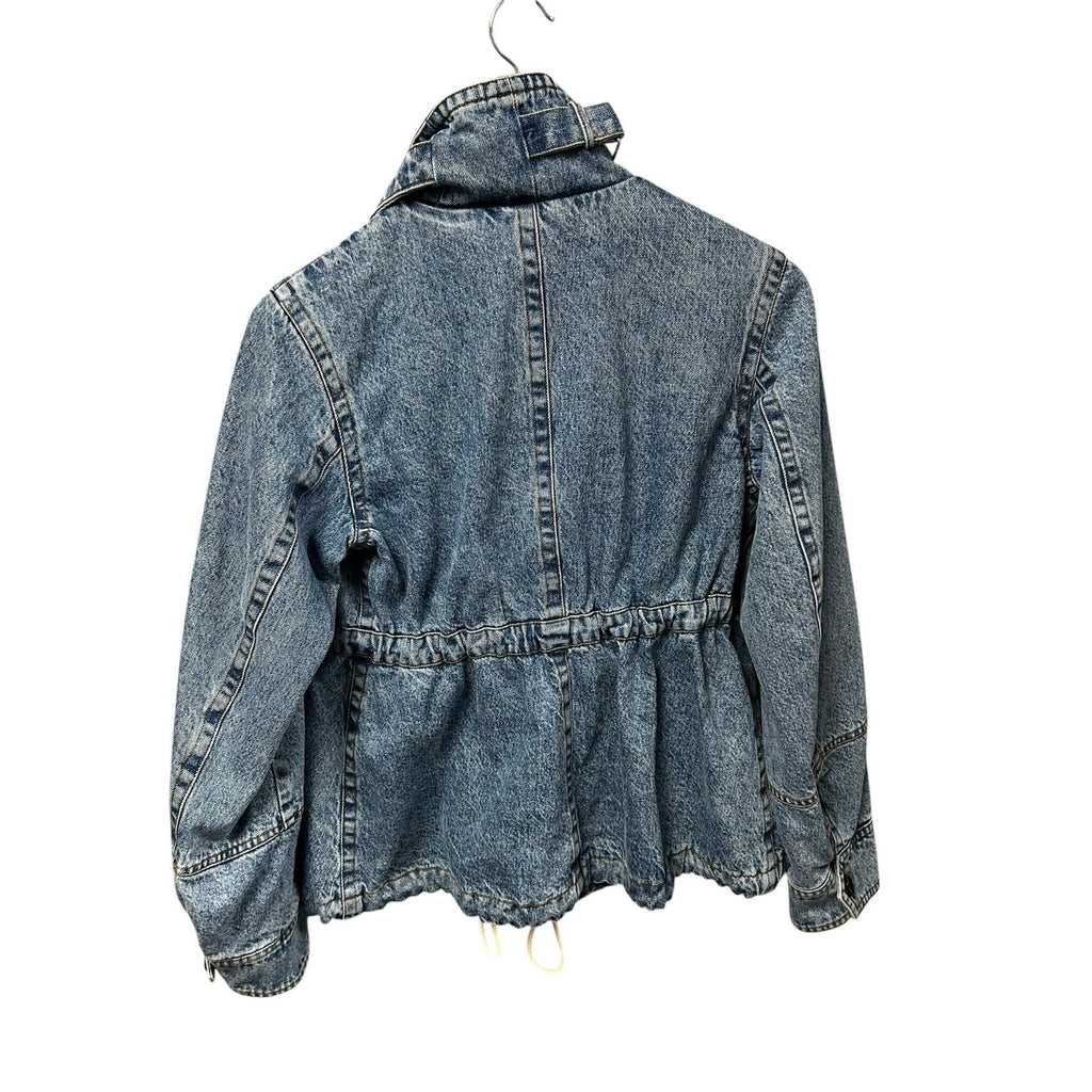 NWT CO Indigo Cropped Military Non Stretch Denim Utility Jacket Womens XS