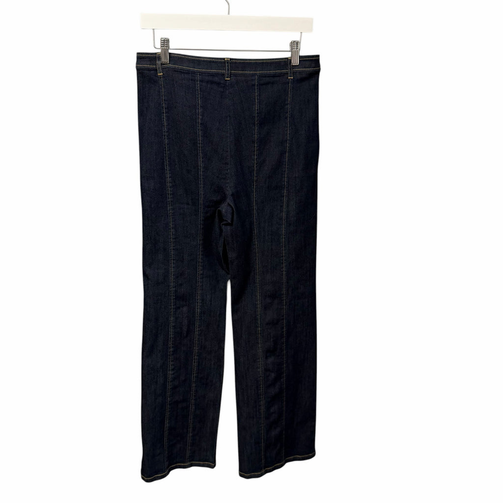 Cinq a Sept Crystal Chain Link Embellished Flared Boot Cut Jean Dark Wash Size 8