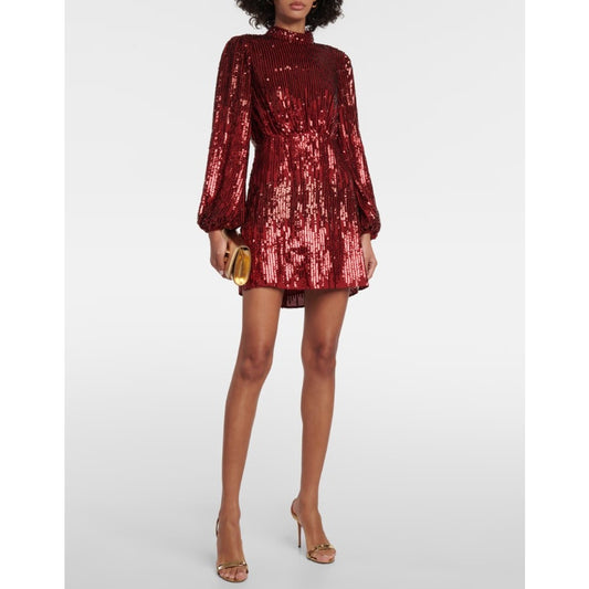 NWT RIXO x Laura Jackson Samantha Red Sequined Mini Dress Womens Small