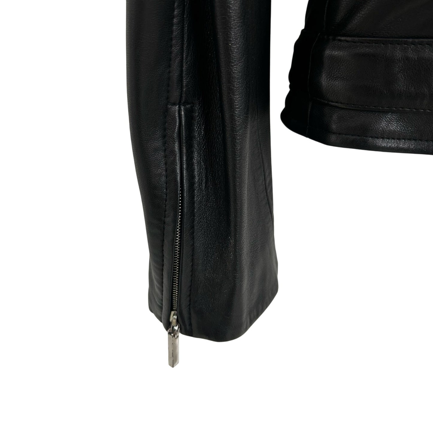 Ralph Lauren Black Label Black 100% Lambskin Leather Zip Up Jacket Womens 8