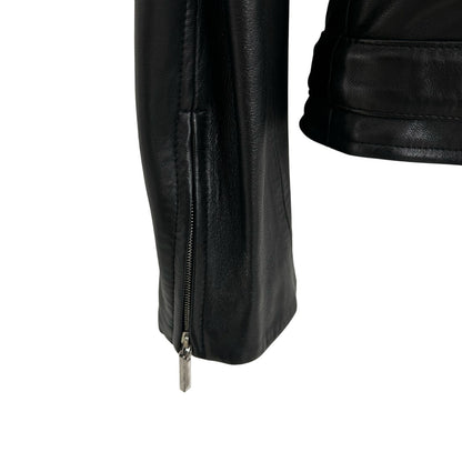 Ralph Lauren Black Label Black 100% Lambskin Leather Zip Up Jacket Womens 8