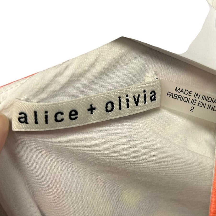 Alice + Olivia White Multicolor Patty V Neck Embroidered Mini Dress Womens 2