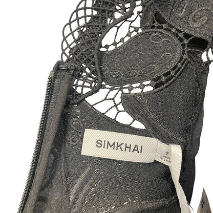 NWT Simkhai Signature Laura Lace Midi Dress Black Womens 2