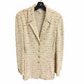 St. John Collection Neutral Tweed Boucle Knit Button Front Blazer Jacket Size 10