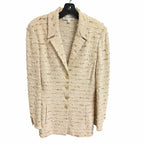 St. John Collection Neutral Tweed Boucle Knit Button Front Blazer Jacket Size 10
