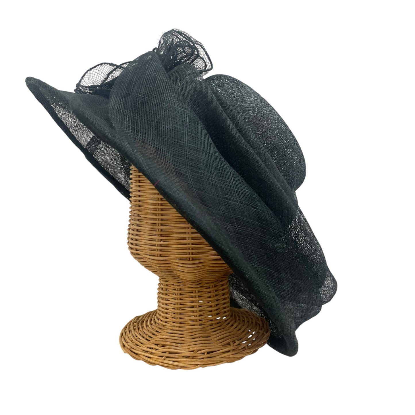 Unbranded Black Mesh Pearl Beaded Accent Church / Easter / Derby Hat
