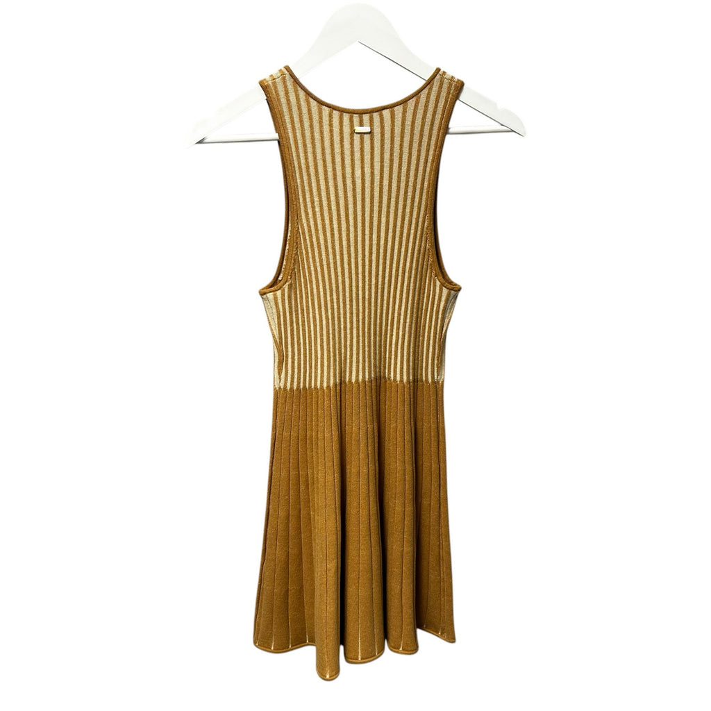 NWT Toccin French Brown Parchment Lex Zip Front Sleeveless Dress Womens Small