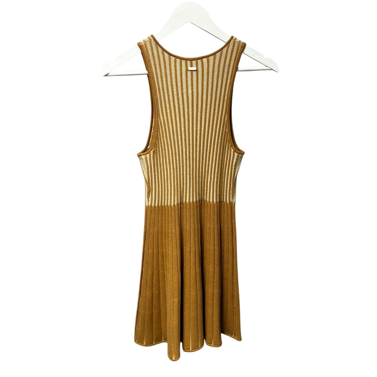 NWT Toccin French Brown Parchment Lex Zip Front Sleeveless Dress Womens Small