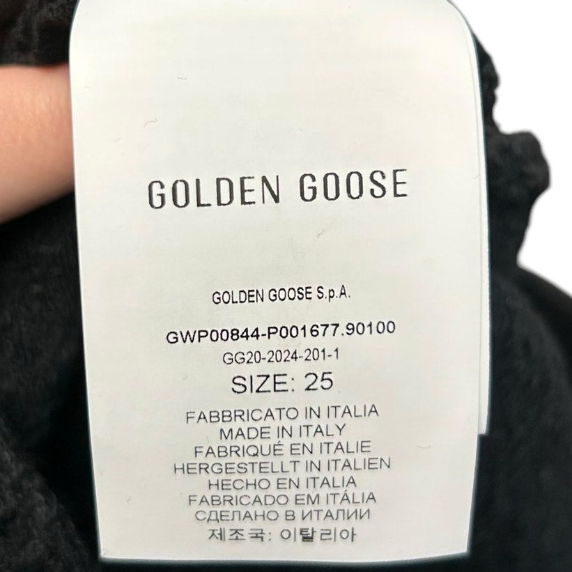 NWT Golden Goose Black Journey Kim Embellished Straight-Leg Jeans Womens 25