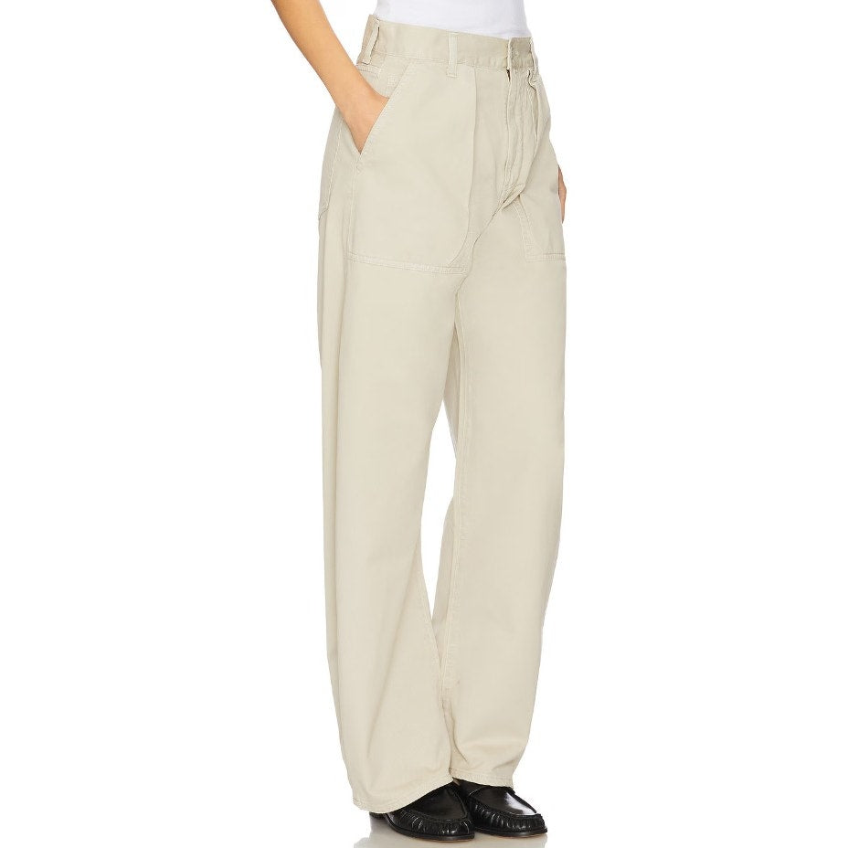 NWT AGOLDE Sefton Pant in Comb Cream Pure Cotton Womens Size 24