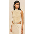 NWT Cult Gaia Taragi Top Hand Beaded Draped Pearl Embellished Womens Small
