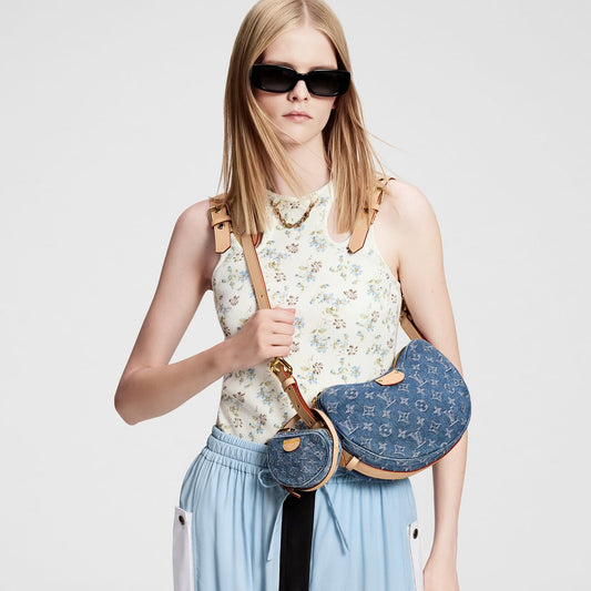 Louis Vuitton 2024 Croissant MM Monogram Denim Blue Shoulder Bag