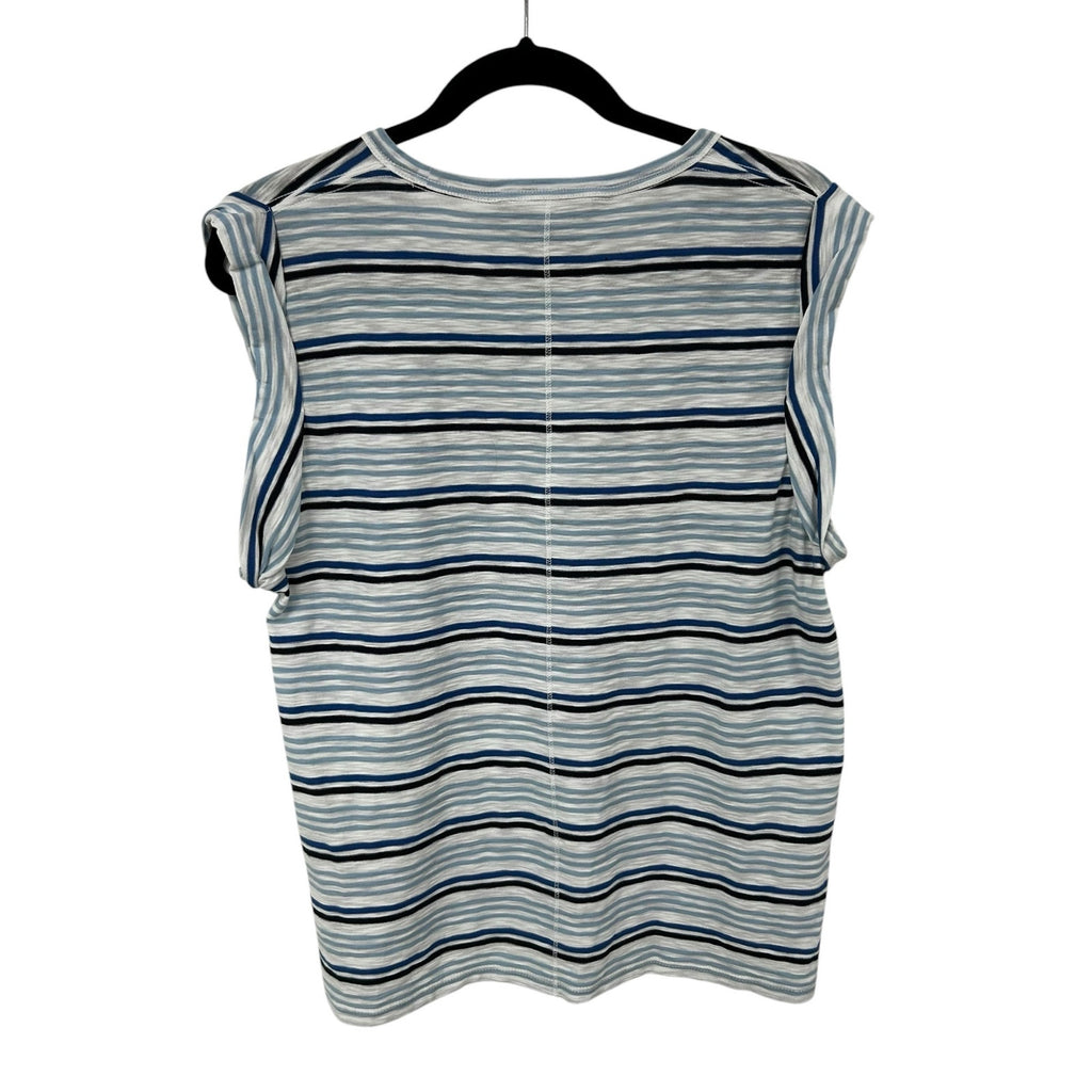 NWT Veronica Beard Jeans Marine Multi Dree Striped Muscle T-Shirt Womens Large