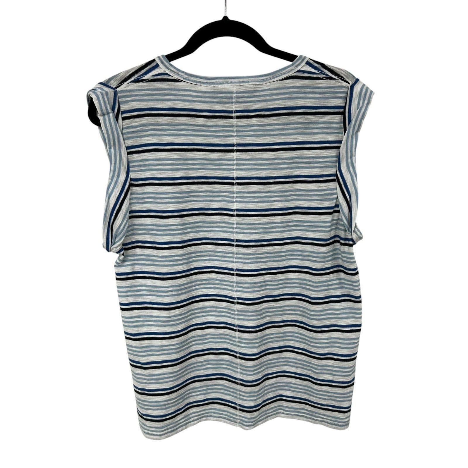 NWT Veronica Beard Jeans Marine Multi Dree Striped Muscle T-Shirt Womens Large
