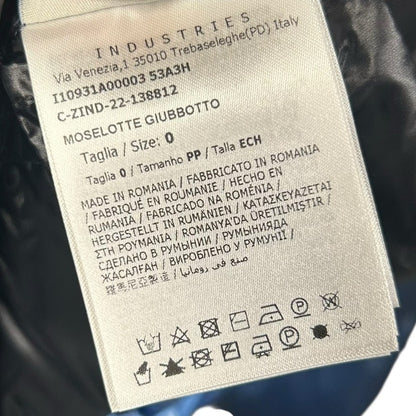 Moncler Glossy Blue Moselotte Padded Puffer Zip Up Hooded Jacket Womens 0