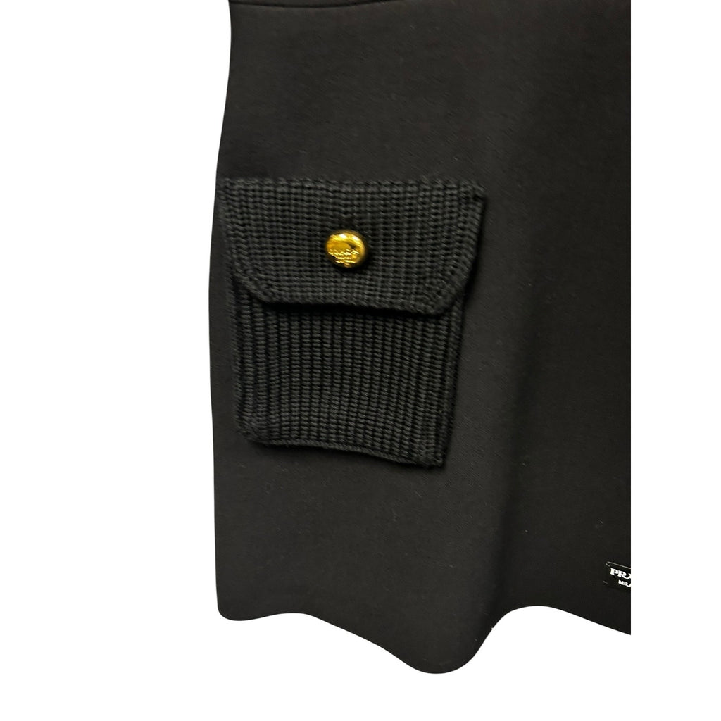 NWT Prada Black Natte Short Sleeve Fit & Flare Mini Dress Womens 38 / US 2