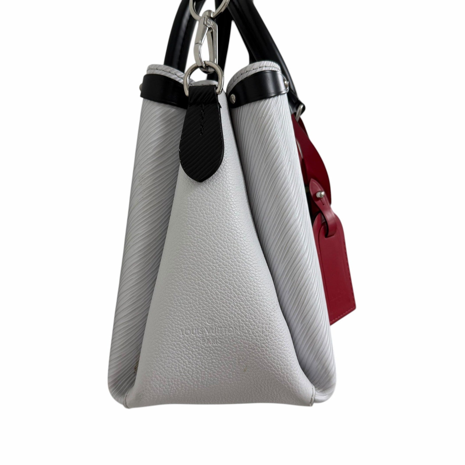 Louis Vuitton Soufflot Epi BB White Black Leather Two Way Handbag AS IS