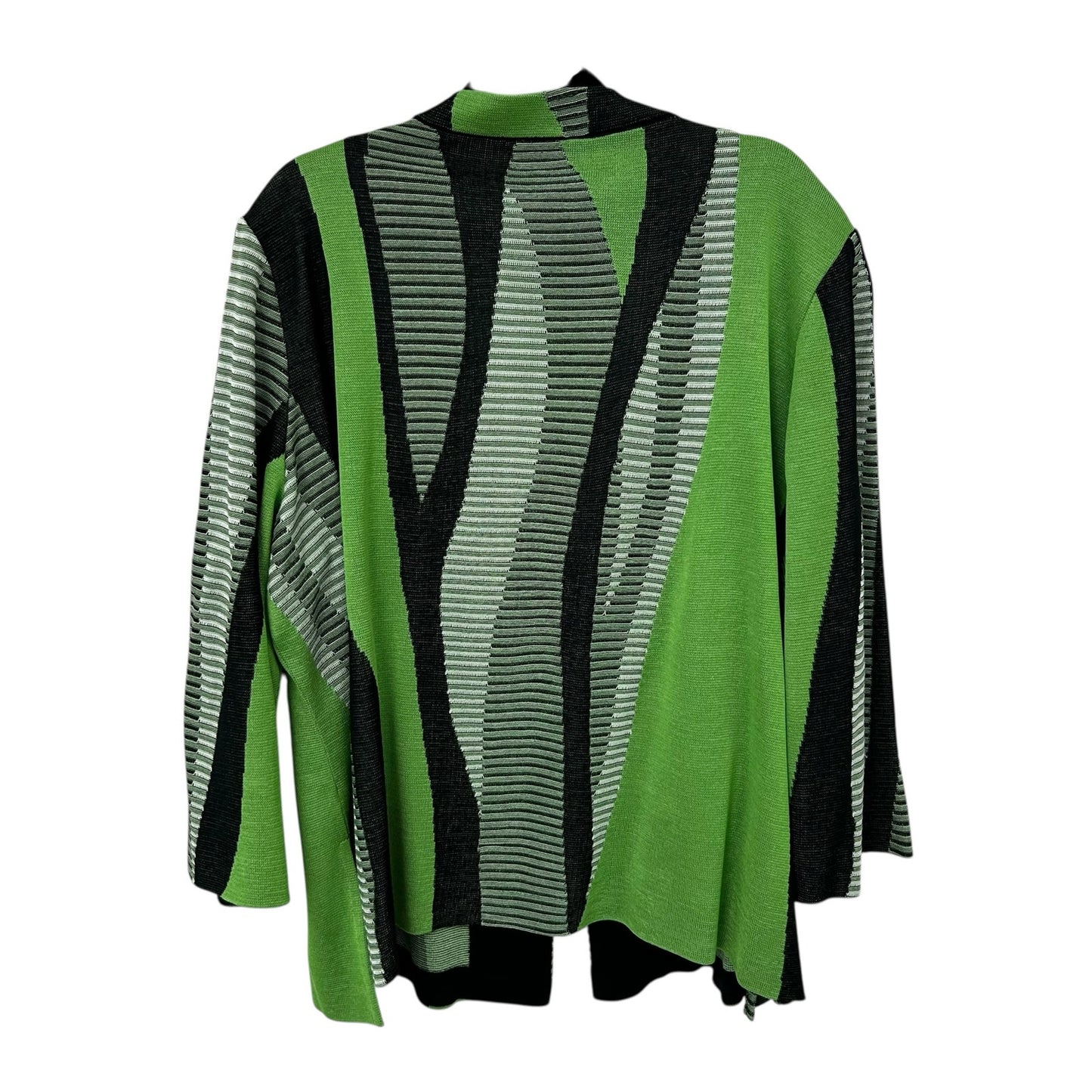 Ming Wang Green Black Long Sleeve Front Closure Abstract Print Jacket Womens 3X