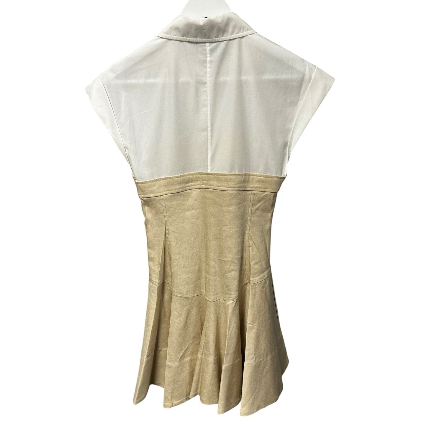 NWT Simkhai Sand Tan White Sundae Linen Blend Flare Mini Dress Womens 2
