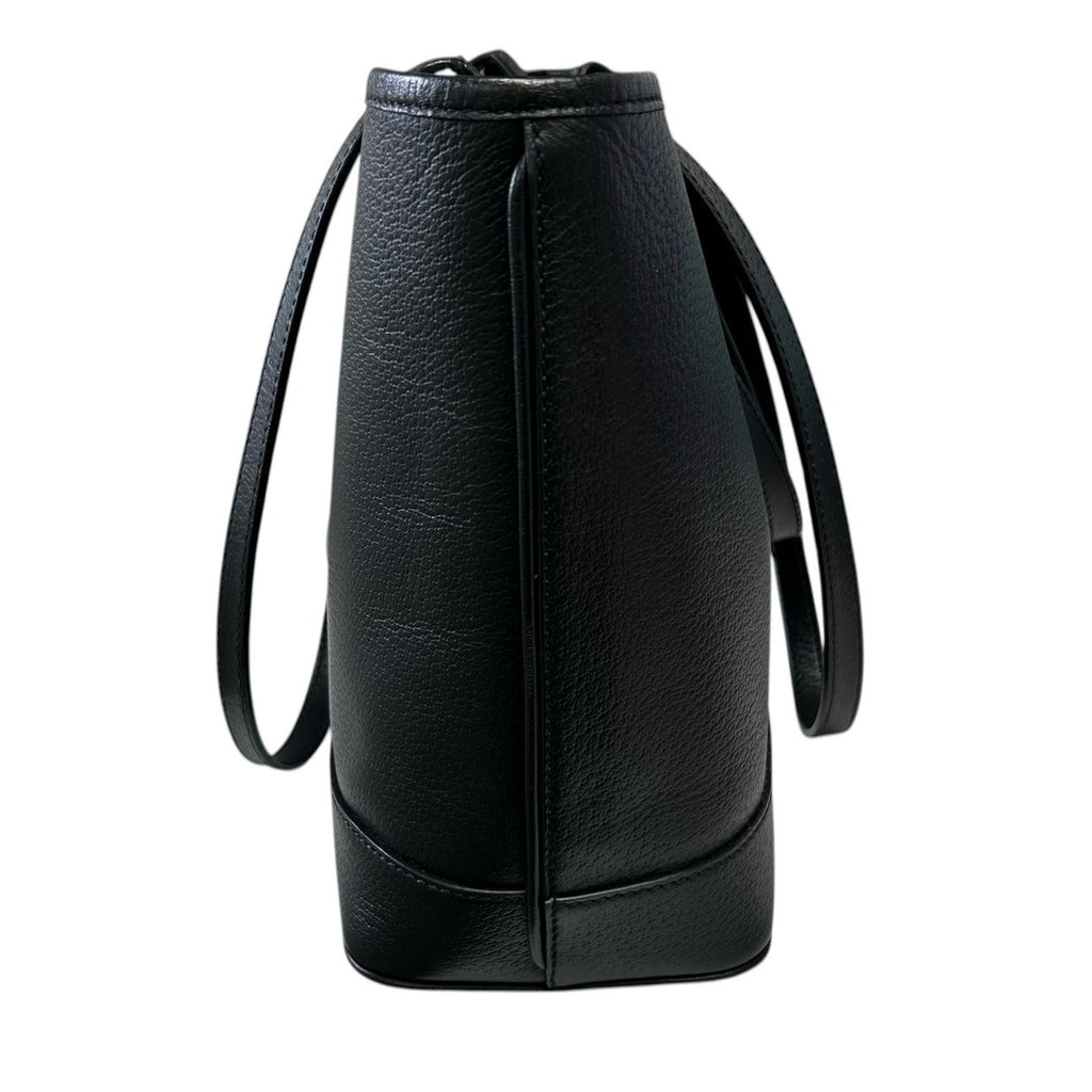 Gucci Black Leather Gold Interlocking GG Logo Ophidia Shopper Tote Bag