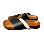 Pierre Hardy Calf Camel Black White Alpha Cross Flat Sandal Womens 39 / US 9