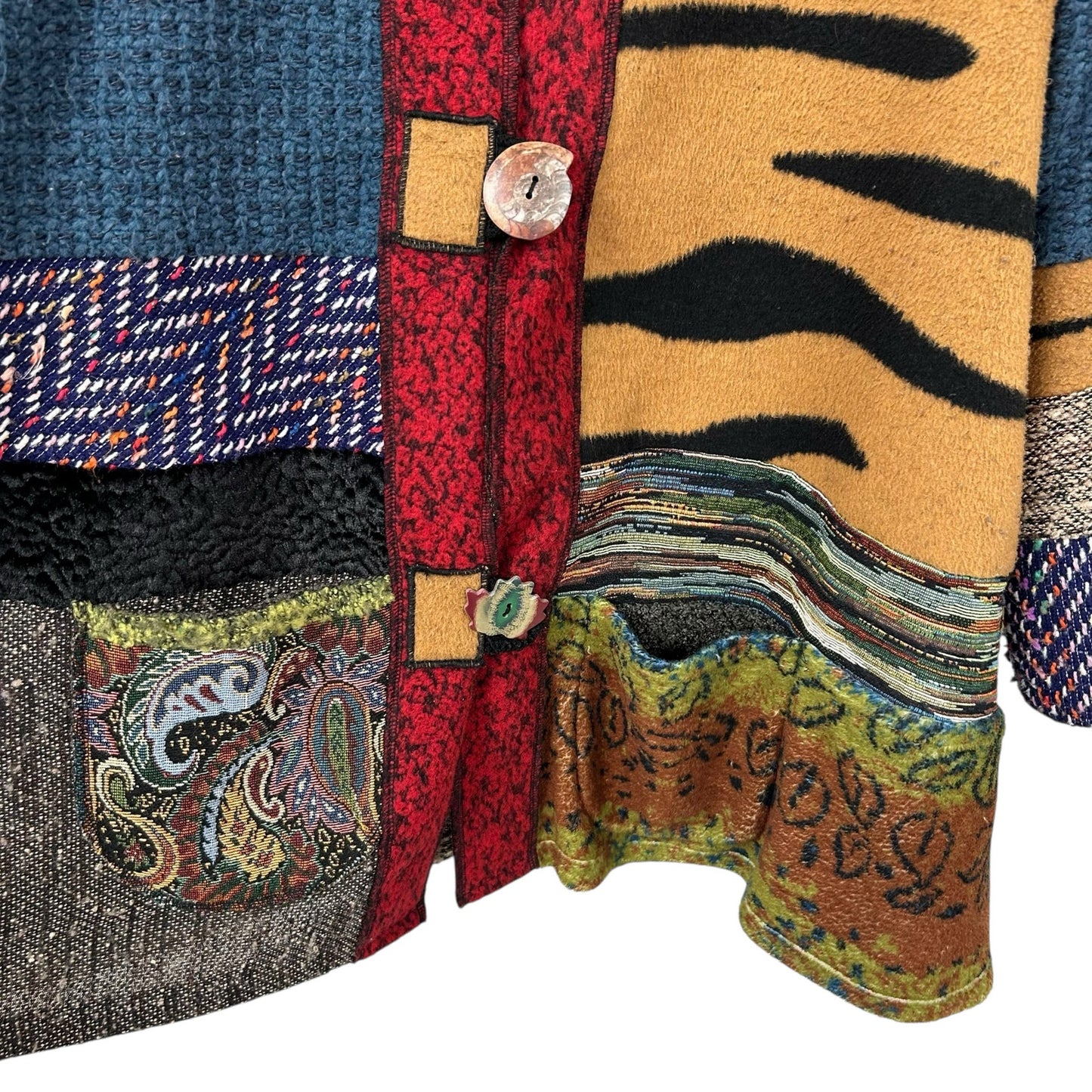 Ali Miles Red Multicolor Mixed Print Wool Blend Button Front Jacket Womens 2X