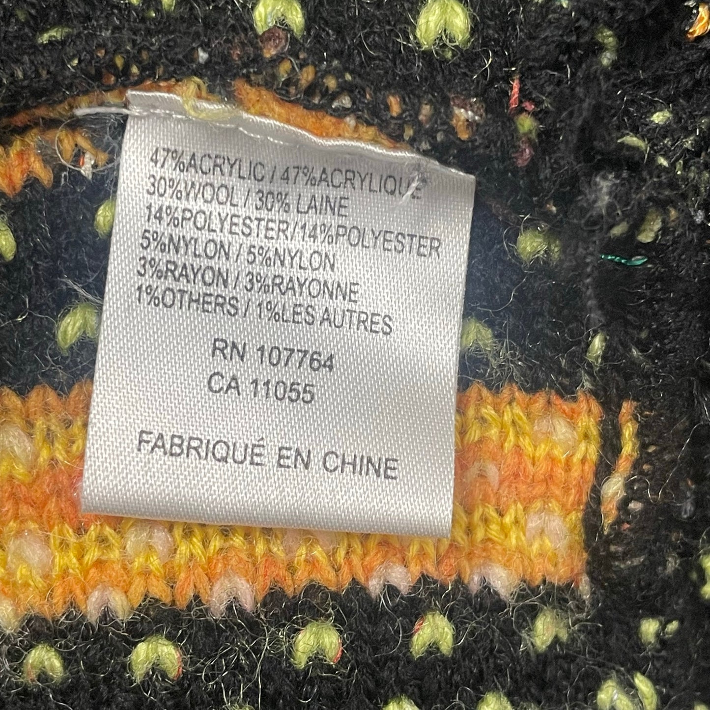 One Girl Who / Pride Wool Blend Metallic Knit Zip Up Cardigan Green Orange Small