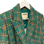 NWT L'Agence Gweny Relaxed Blazer Jacket Green Windowpane Tweed Womens 2