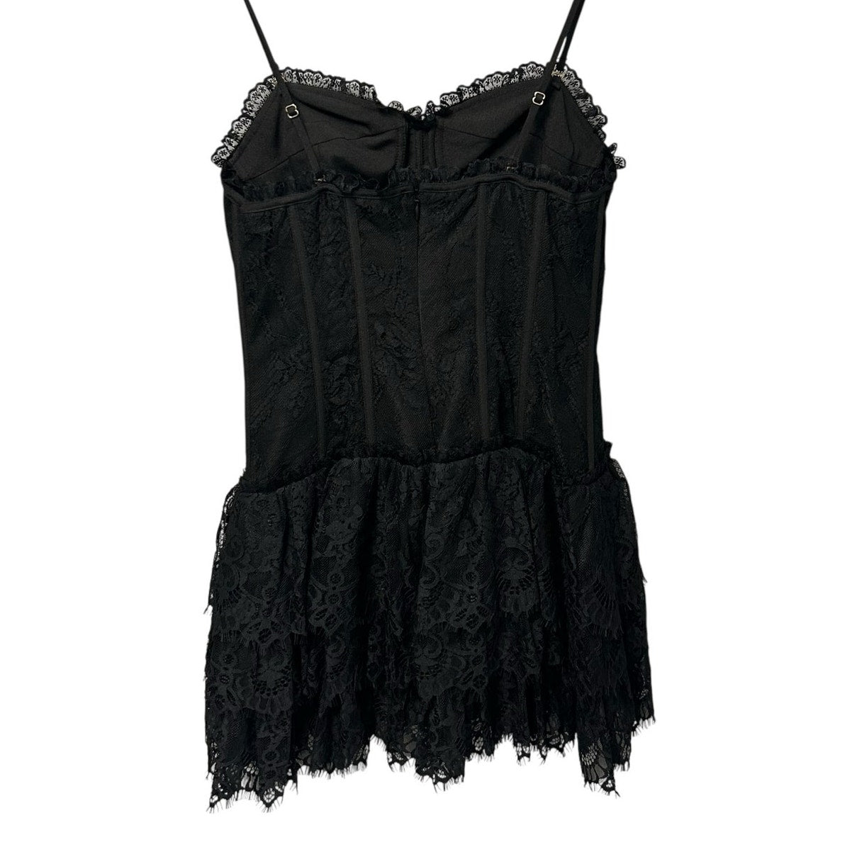 NWT $595 LoveShackFancy Black Lace Bustier Carlene Mini Dress Womens Size 2