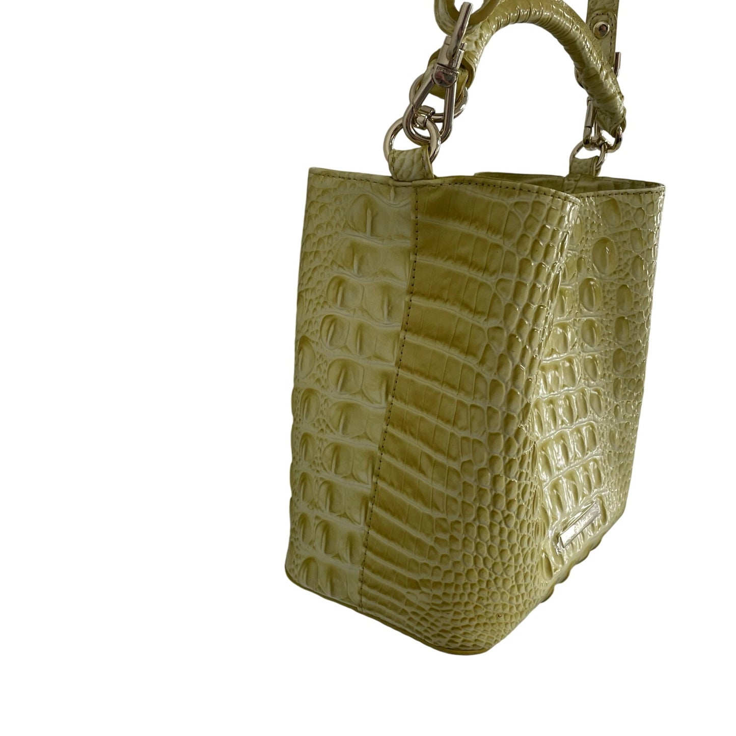 Brahmin Croc Embossed Leather Amelia Bucket Bag in Lemonade Yellow