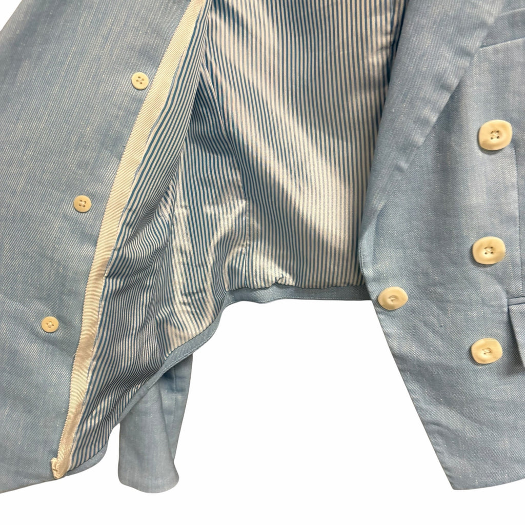 Veronica Beard Diego Dickey Linen Blend Blazer Jacket Light Blue Womens 4