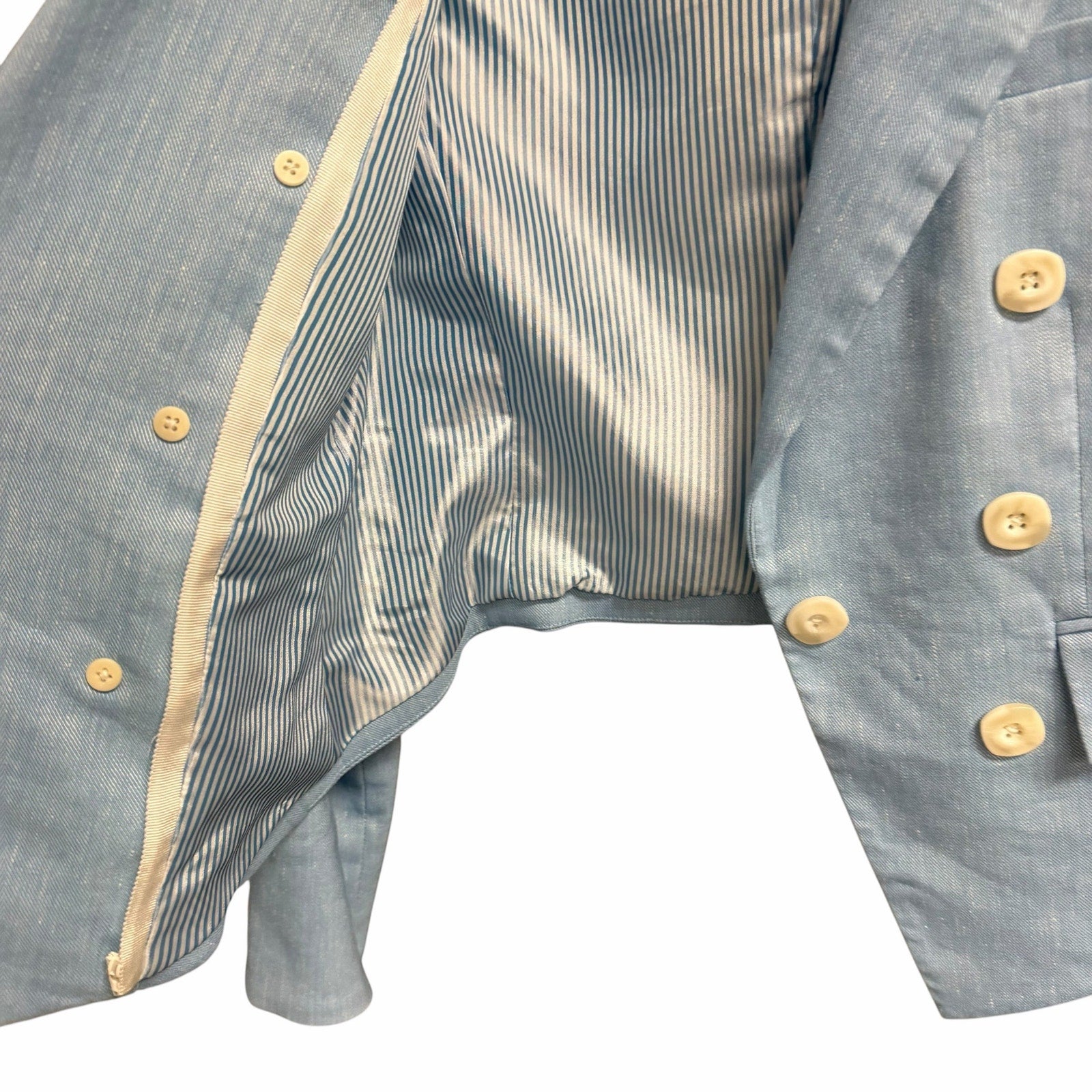 Veronica Beard Diego Dickey Linen Blend Blazer Jacket Light Blue Womens 4
