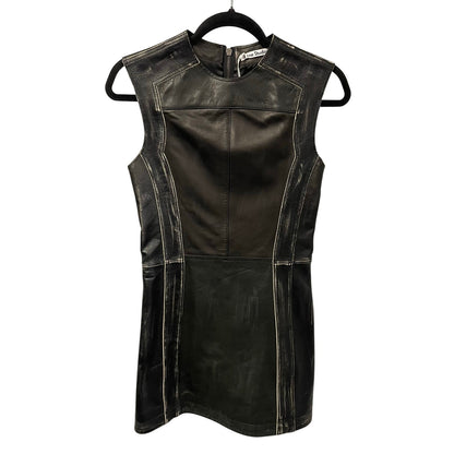 NWT Acne Studios Black Paneled Leather Mini Dress Womens 34 / US 2