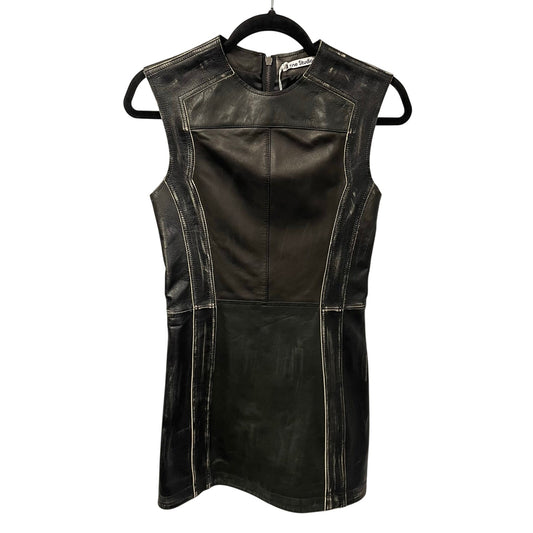 NWT Acne Studios Black Paneled Leather Mini Dress Womens 34 / US 2