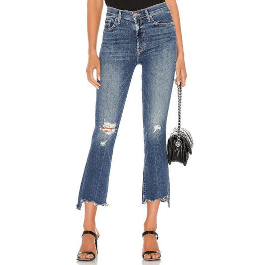 Mother Denim The Insider Crop Step Chew Dancing On Coals Distressed Jean Size 30