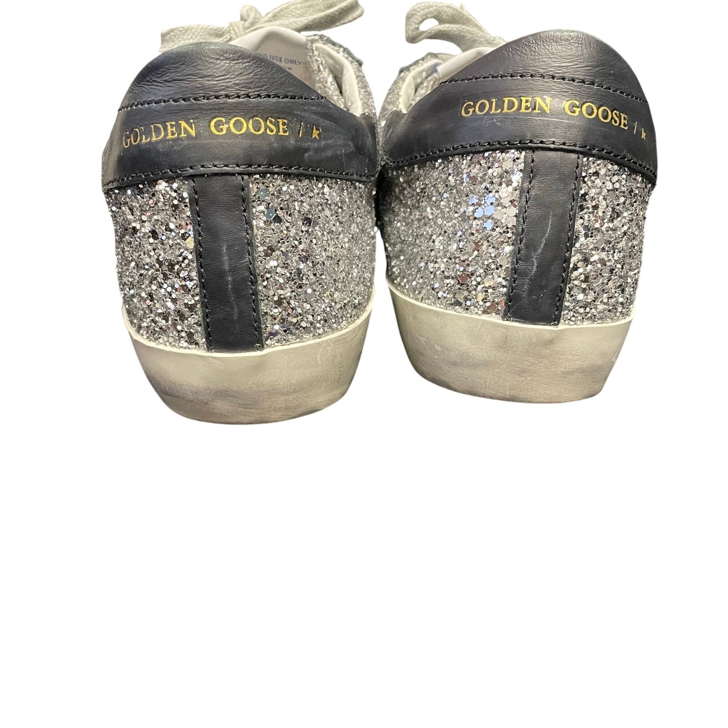 Golden Goose Superstar Silver Glitter Animal Print Star Sneakers Size 39 / US 9