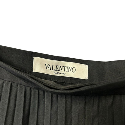 NWT Valentino Black Cotton Blend Pleated Wrap Midi Skirt Womens 40 / US 4