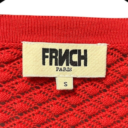 Frnch Paris Red Aelis Woven Tie Front Short Sleeve Cardigan Sweater Womens Small