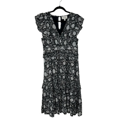 Cleobella Cherie Black White Floral Print Tiered Midi Dress Womens Medium
