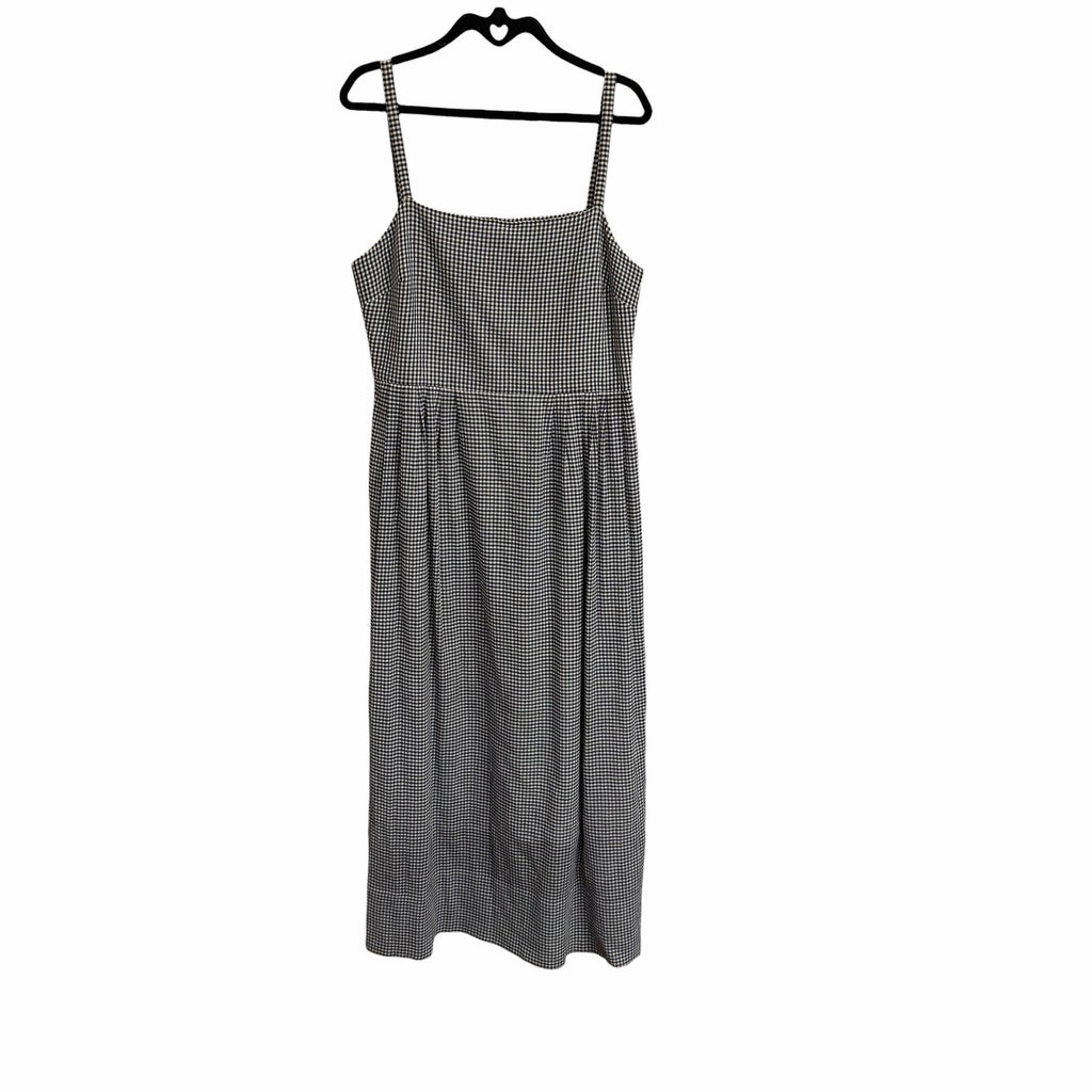 Jenni Kayne Garden Dress Checkered Navy White Sleeveless Maxi Womens Large