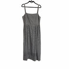 Jenni Kayne Garden Dress Checkered Navy White Sleeveless Maxi Womens Large