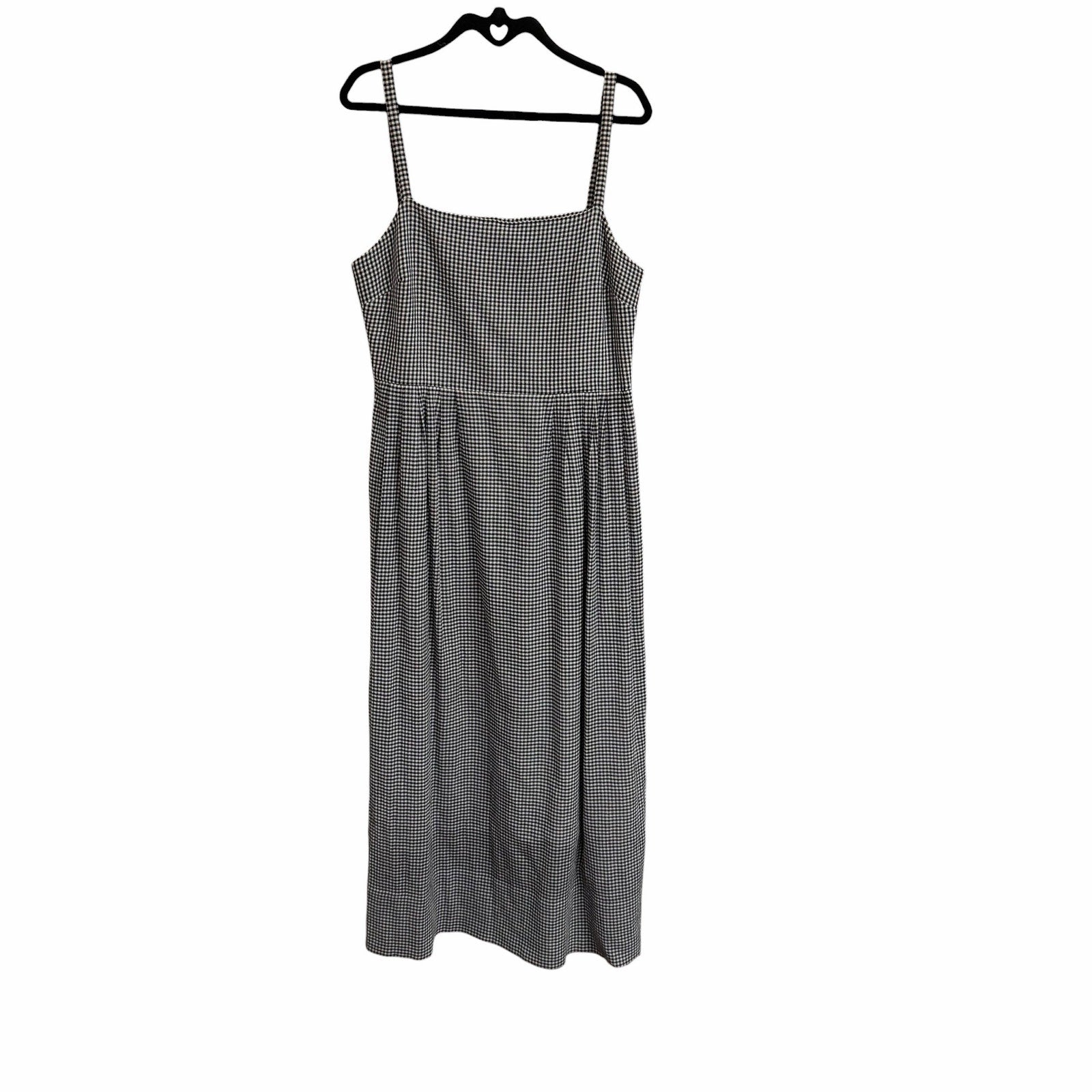 Jenni Kayne Garden Dress Checkered Navy White Sleeveless Maxi Womens Large