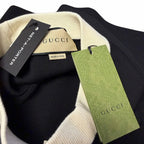 NWT Gucci Wool Knit Midi Skirt Black Ivory GG Logo Embroidered Womens XXS
