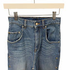 Stella McCartney Studded Snap Blue Denim Loose Bootcut Jeans Womens Size 24