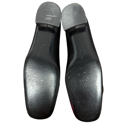 Salvatore Ferragamo Black Satin Bowtie Ballet Flats Womens 10