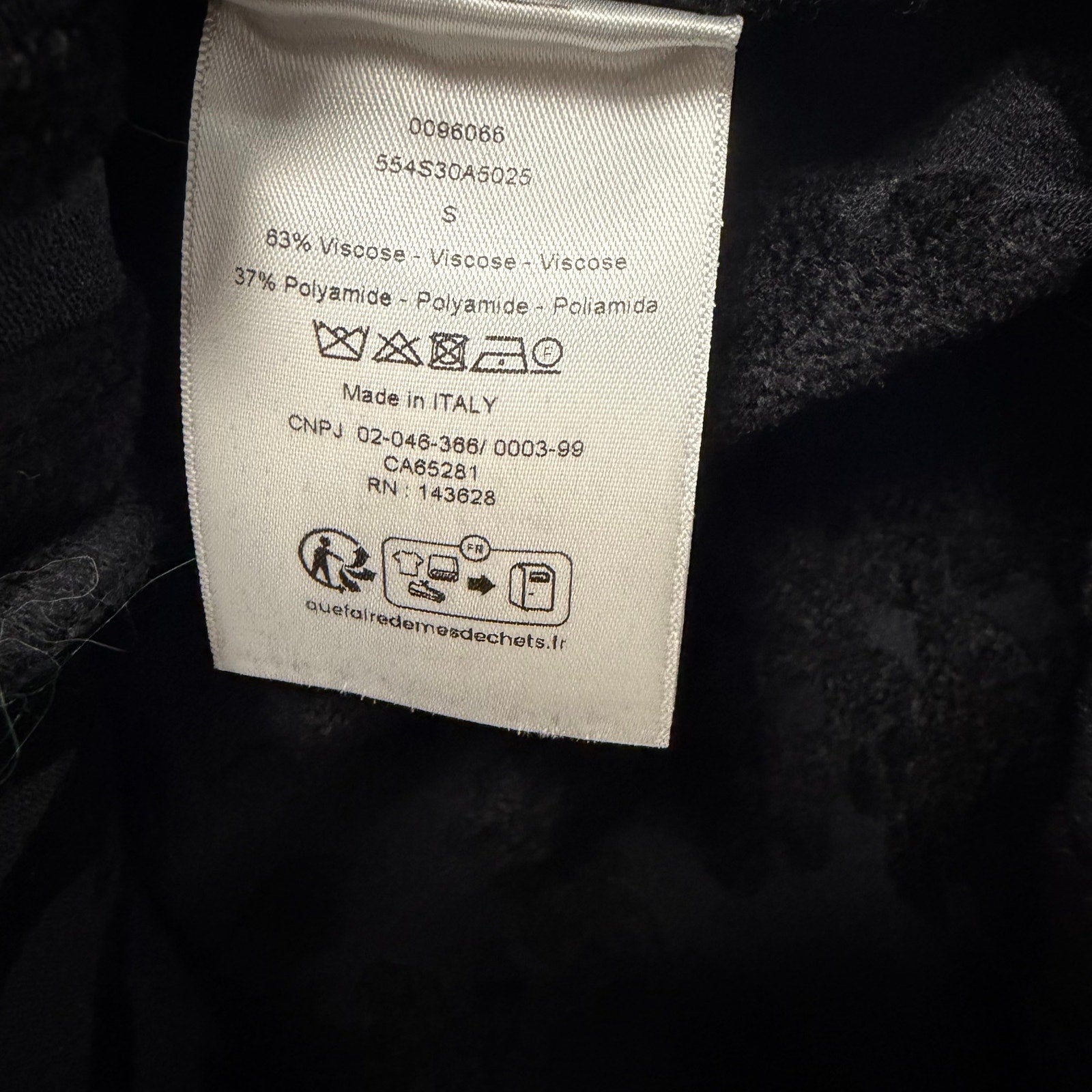 Christian Dior Black Mesh Knit Velour Jacquard Long Sleeve Fitted Top Size Small