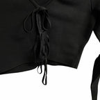 Alice + Olivia Sharee Cropped Pullover Black Tie Up Front Womens Size Small