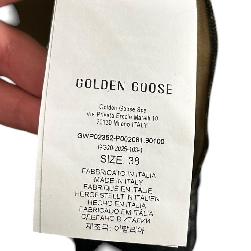 Golden Goose Black Denim Classic Fit Jacket with Velvet Effect Womens 38 / US 2