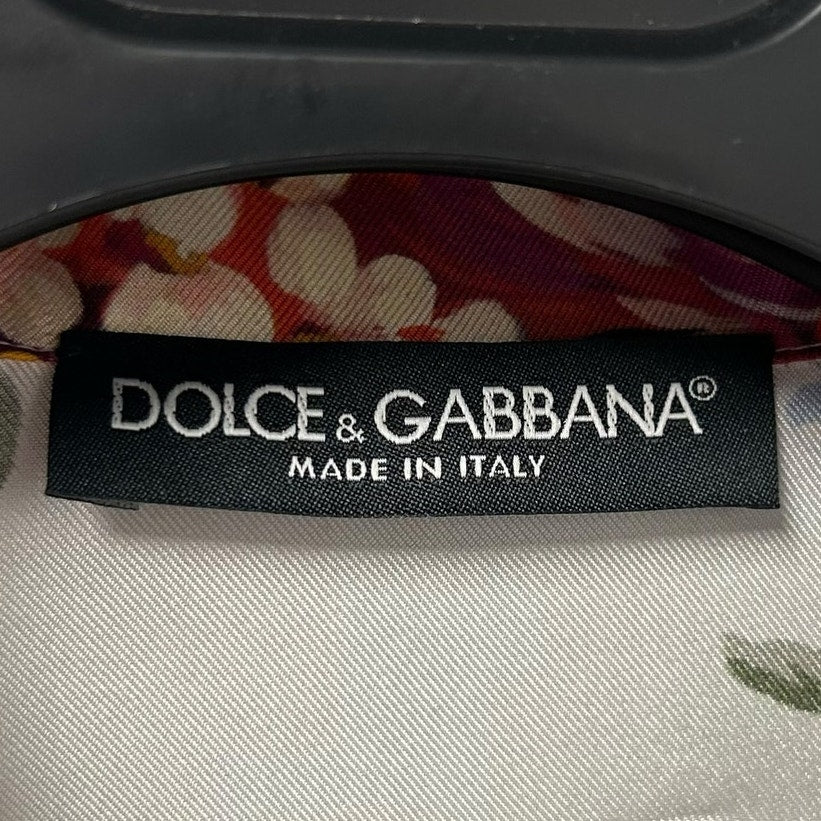 NWT Dolce & Gabbana White Multi Flower Bouquet Print Twill Vanity Shirt 36 US 0