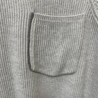 Brunello Cucinelli Cotton Ribbed Knit Sweater Light Grey Pocket Front Size Small